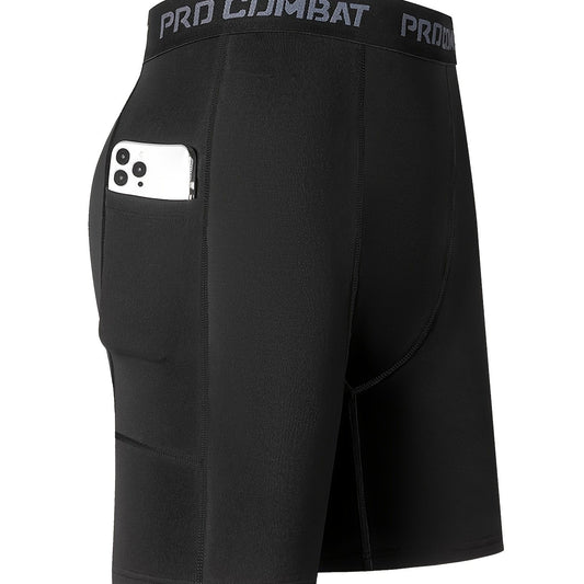 Men's Compression Shorts With Pocket Moisture Wicking Base Layer