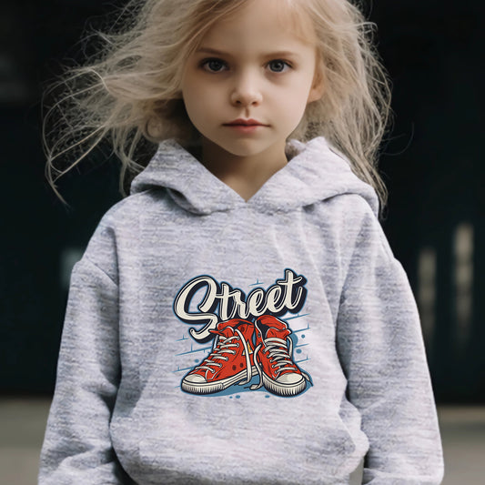 2pcs Shoes Print Girls Hoodies Jogger Set For Sports