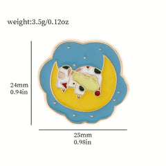 Moon Flower Brooch Pajamas Animal Badge for Men