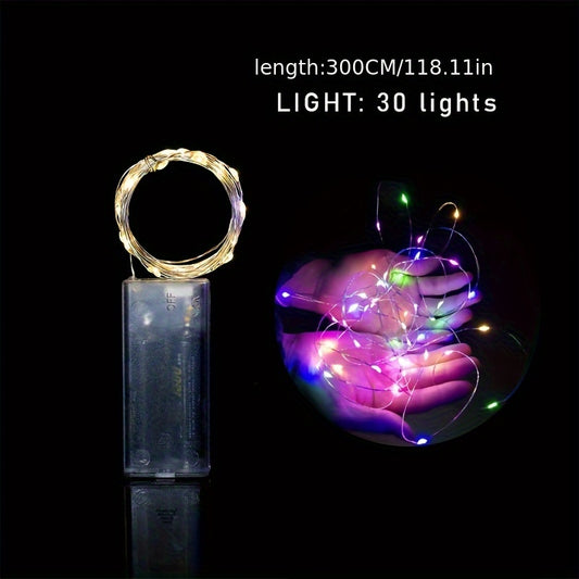 3M Long LED Light Cord w/ 30 Beads, Colorful for Holiday Parties