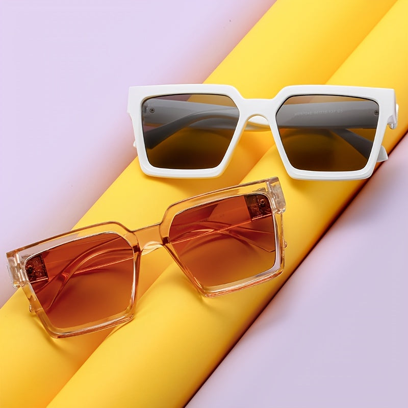 Large Frame Square Sunglasses Leopard Solid Shades Glasses Gradient Eyewear