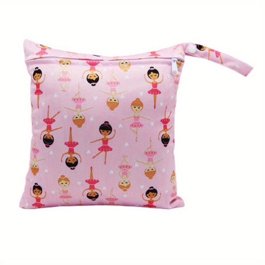 Girl Print Diaper Bag with Zipper Closure