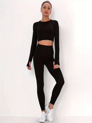 Mesh Hollow Breathable Long Sleeve T-shirt with Thumb Hole