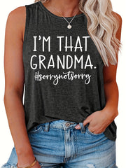  Casual Family Tank Top Women's Plus Slogan Print Round Neck