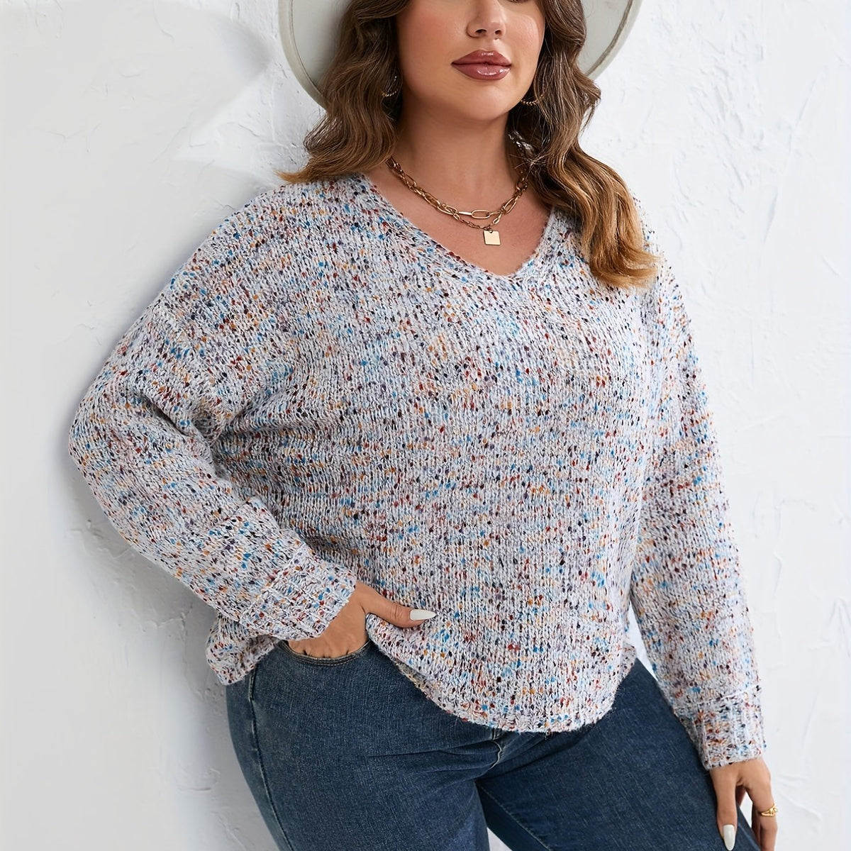  Lantern Sleeve Boat Neck Sweater Women's Plus Casual Pullover