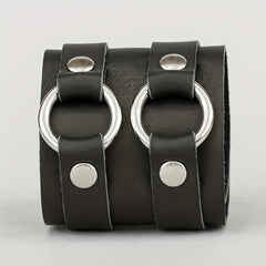 Stylish Leather Bracelet Double Circle Bracelet Men's Wristband