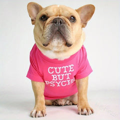 Dog Shirt But Psycho Letter Print Pet Dog Clothes Funny Pet T shirt