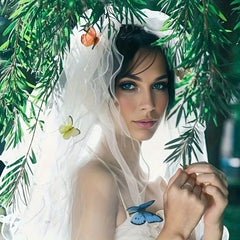 Bridal Wedding Veil Colorful Butterfly Mesh Style Veil Hairpiece