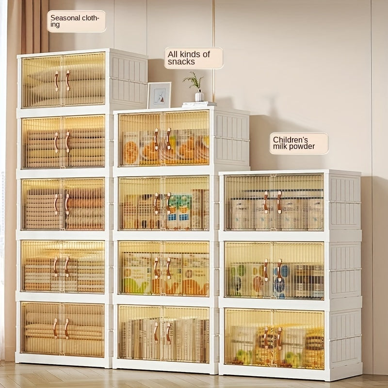1pc Folding Storage Box Clear Plastic Collapsible Bins With Lids