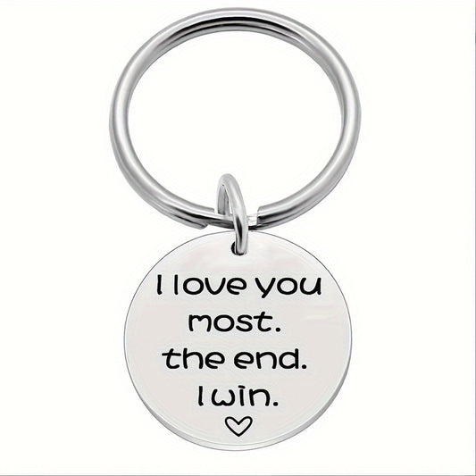 Love You Most Win Pattern Keychain Stainless Steel Accessories