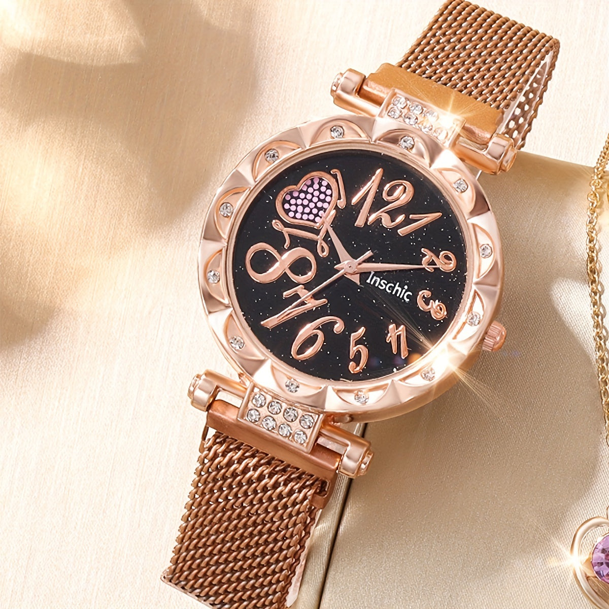Kids Quartz Watch & Jewelry Set - Sparkling Rhinestones
