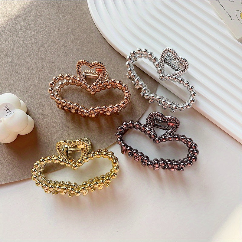 4pcs Bead Decor Hair Claw Minimalist Banana Clip Headwear