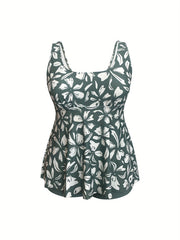  Floral Print Peplum Tankini Set