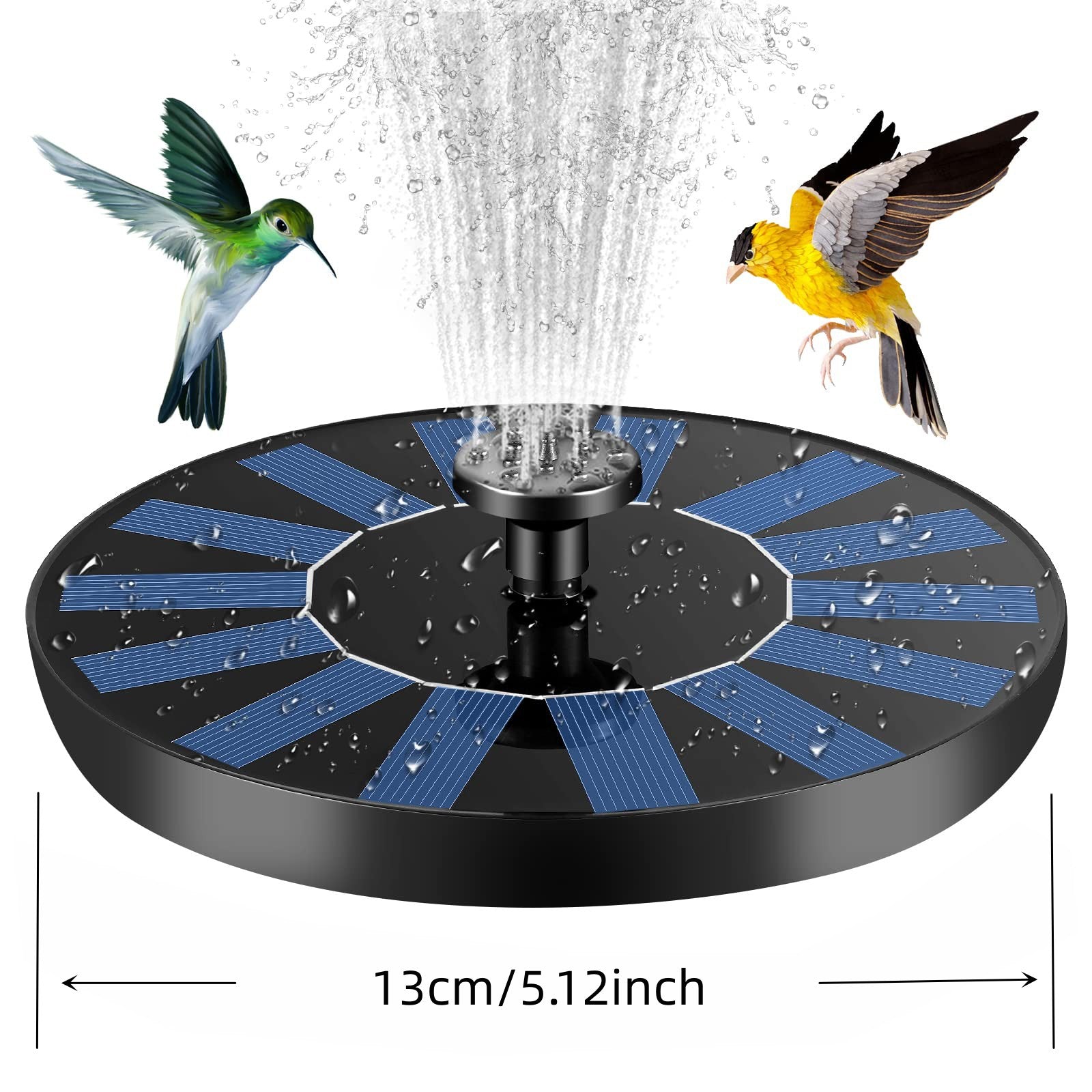 3.5W Solar Fountain Pump with 6 Nozzles for Bird Bath