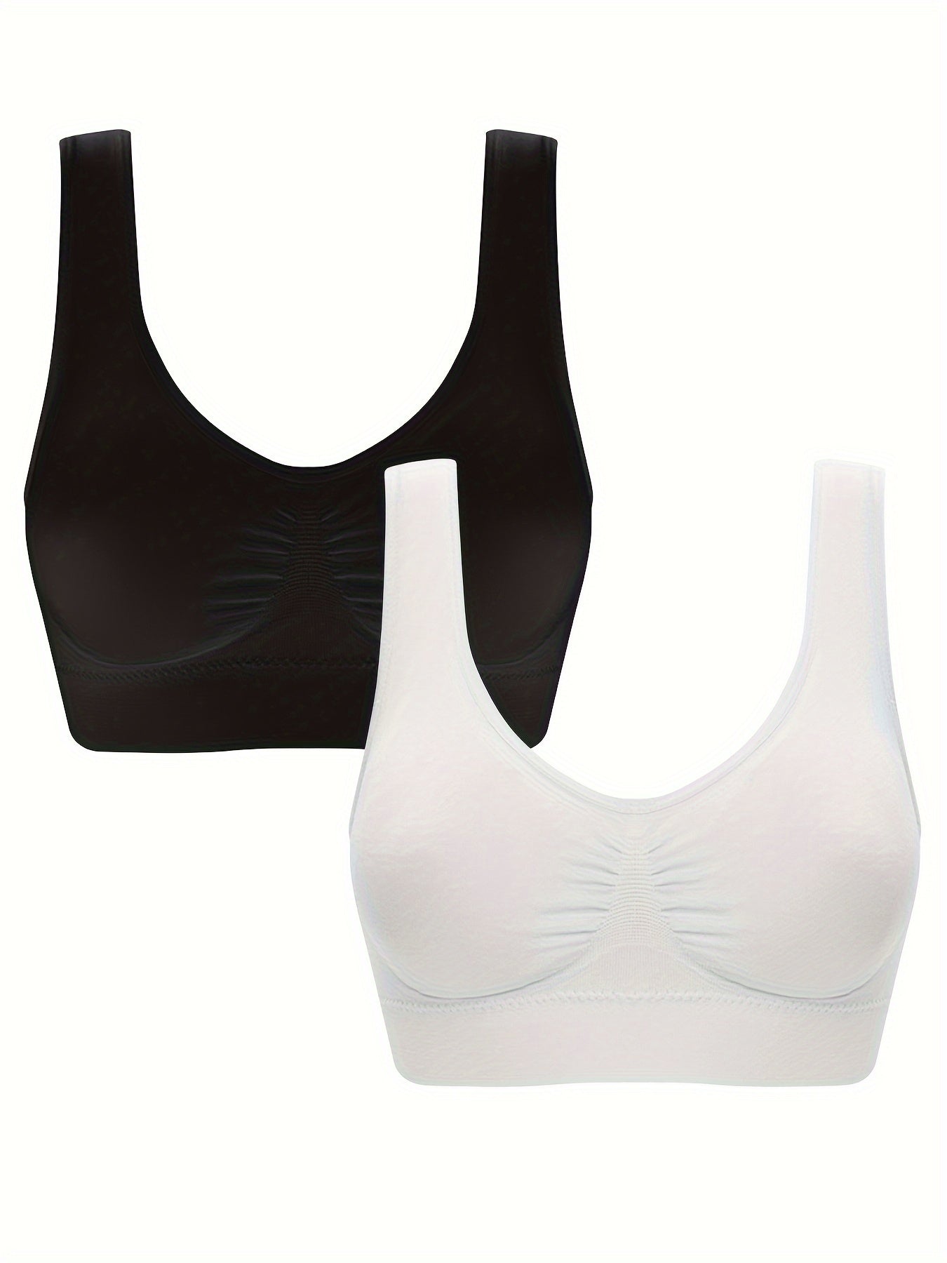 2 Pack Women's Plus Seamless Wireless Medium Stretch Yoga Bra Set