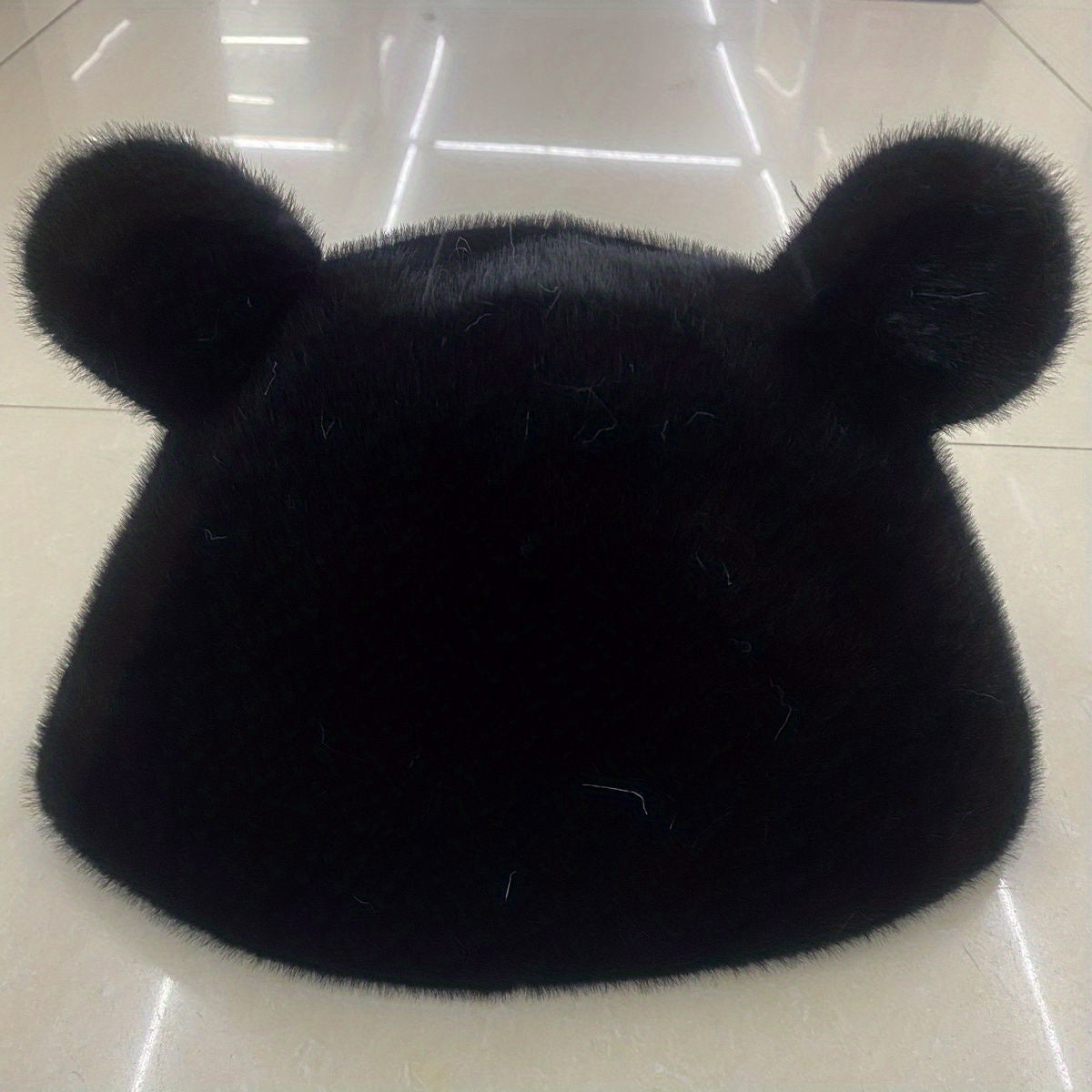 Bear Ears Plush Cloche Hats Faux Fur Warm Bucket Hat