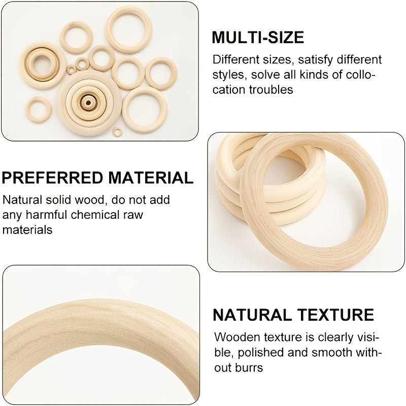 10pcs 80mm Wooden Rings for Craft Solid Wood Rings for DIY Crafts Jewelry Making
