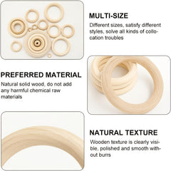 10pcs 80mm Wooden Rings for Craft Solid Wood Rings for DIY Crafts Jewelry Making