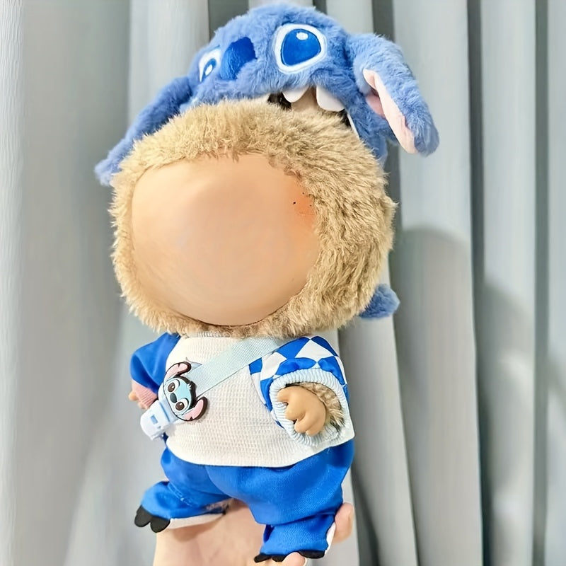 6pcs Labubu Stitch Doll Clothing Set Overalls Accessories Toy