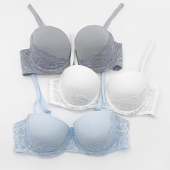3 Pcs Lace Trim Push Up Bra Set