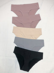 5 Seamless Solid Briefs Comfy & Breathable Low Waist Panties