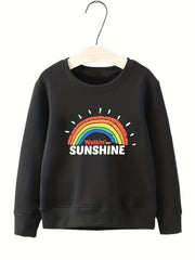 Girls Rainbow & Sunshine Pattern Sweatshirt Long Sleeve Top Pullover