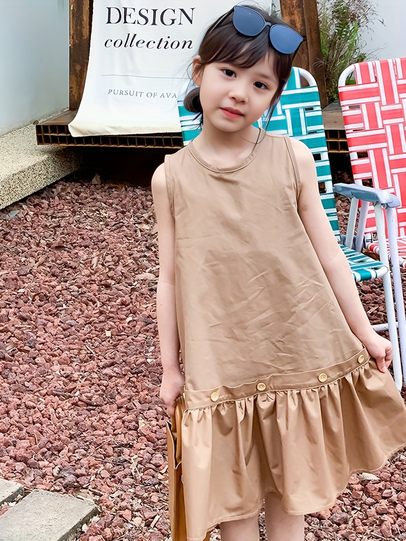Girl's Sleeveless Cotton Dress for Summer Party