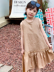 Girl's Sleeveless Cotton Dress for Summer Party