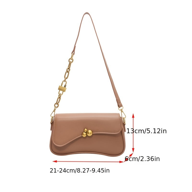 Metal Decor Crossbody Bag with Chain Shoulder Strap