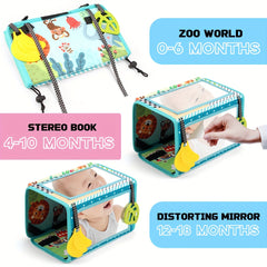 Double Sided Mirror Cloth Book for Kids - Sensory Toy with Animal & Shape