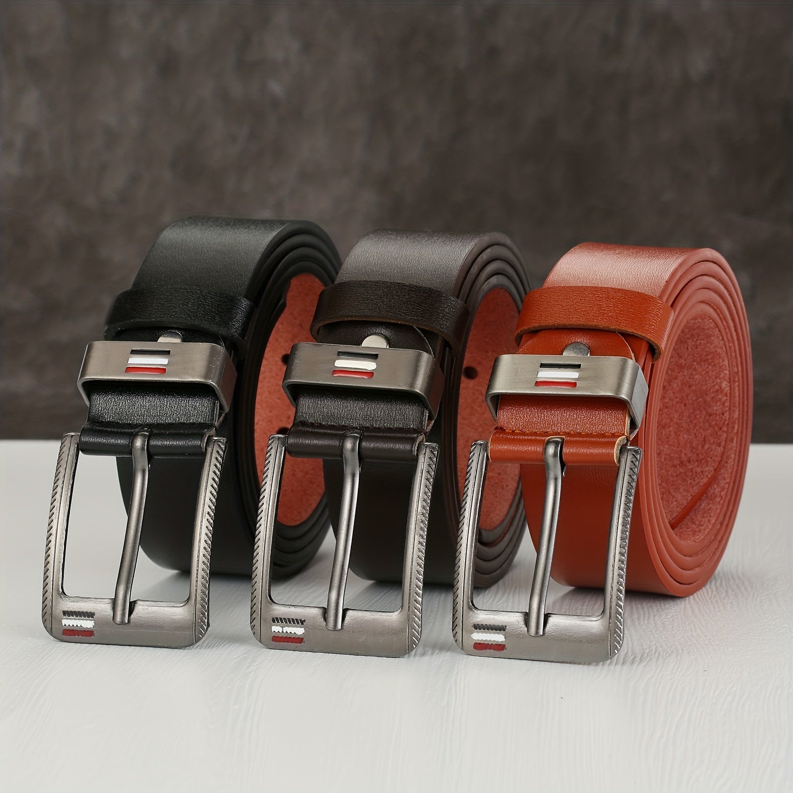 Men's Pin Buckle Belt PU Leather Belt Jeans Waist Strap