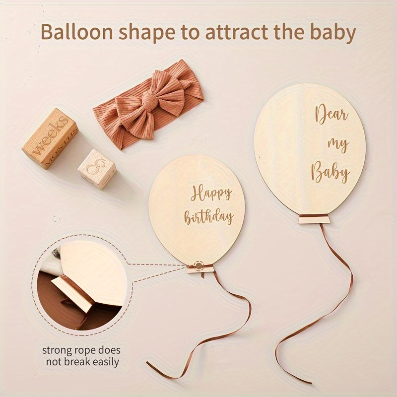 Wooden Balloon Milestone Cards for Baby's First Year