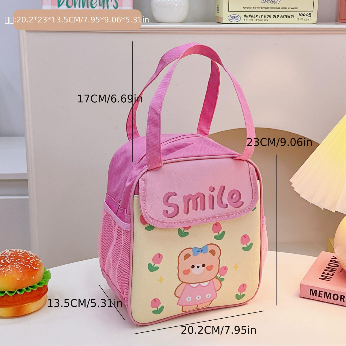 Cartoon Bear Lunch Bag Thermal Insulated Large Capacity Portable Food Storage