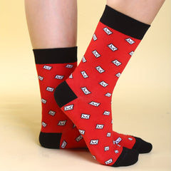 Cartoon Envelope Print Socks Women's Mid Tube Stockings