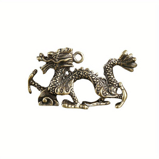 Chinese Dragon Brass Keychain Pendant DIY Copperware Decoration