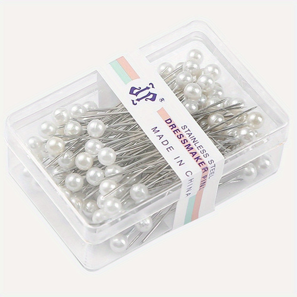100pcs Straight Pins Pearlized Ball Heads Quilting Pins