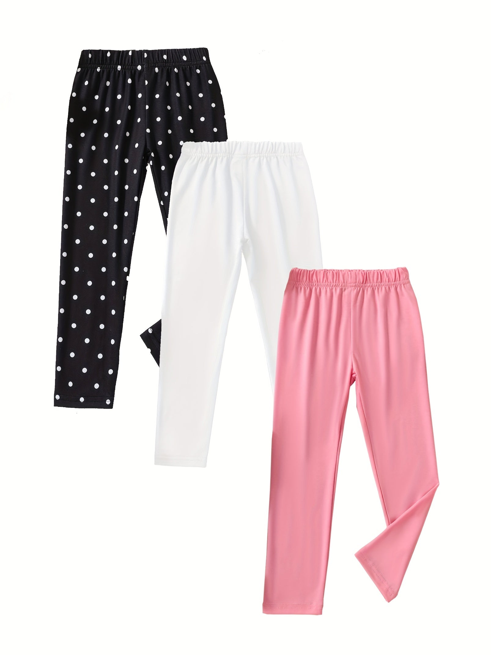 Girls 3 Pack Cotton Stretch Legging Pants Set