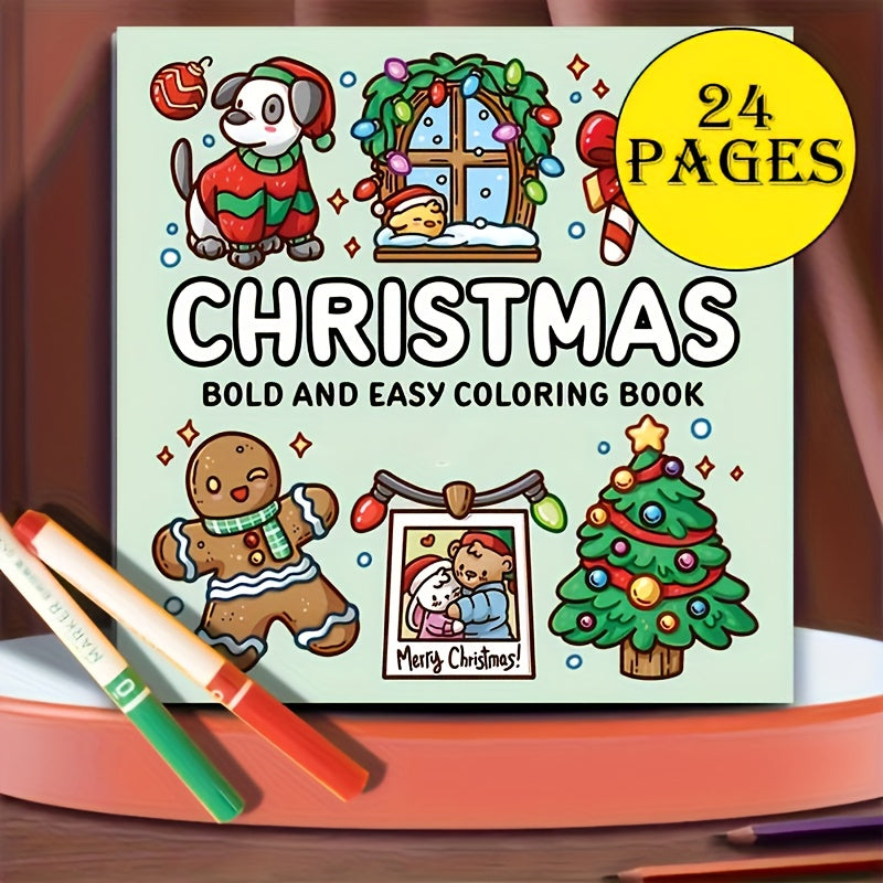 Christmas Coloring Book 19x19 24 Pages Soft Cover Relaxation Parent Bonding Gift