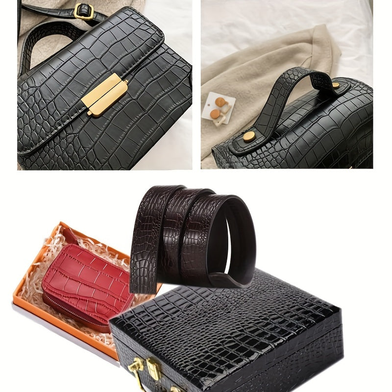 1pc PU Leather Fabric Crocodile Pattern Road Leather Fabric 0.91 Meter
