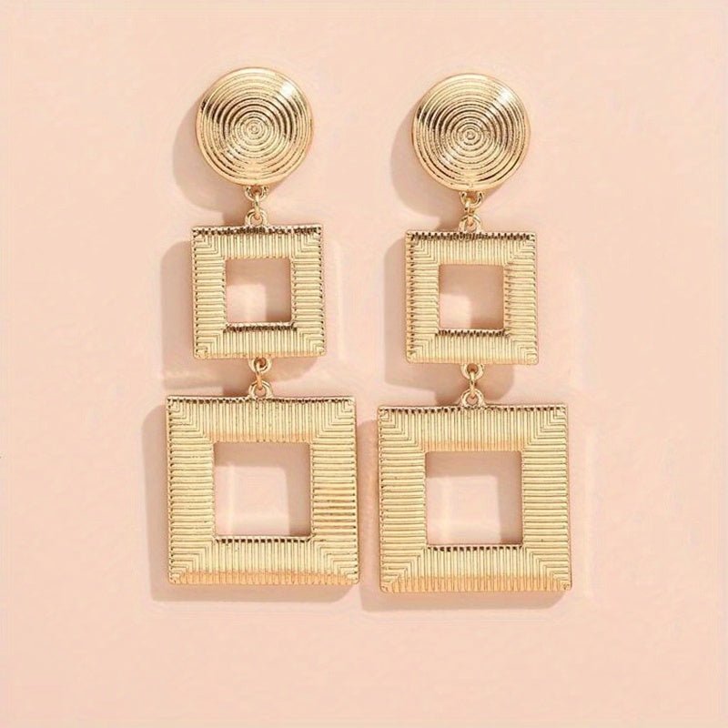 Geometric Square Dangle Earrings Sexy Style Alloy Jewelry Female Gift