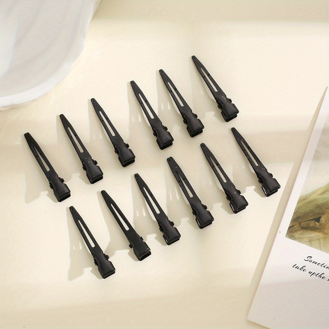 12pcs Solid Style Frosted Hair Clip for Women