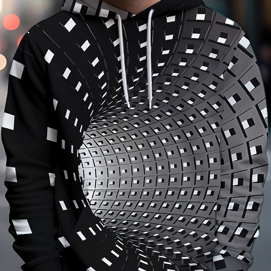 Optical Vision Hoodies For Men Graphic Hoodie Loose Hooded Pullover