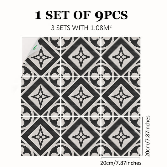 Peel And Stick Floor Tile 19.99x19 Moroccan Gray Mosaic Tile Look