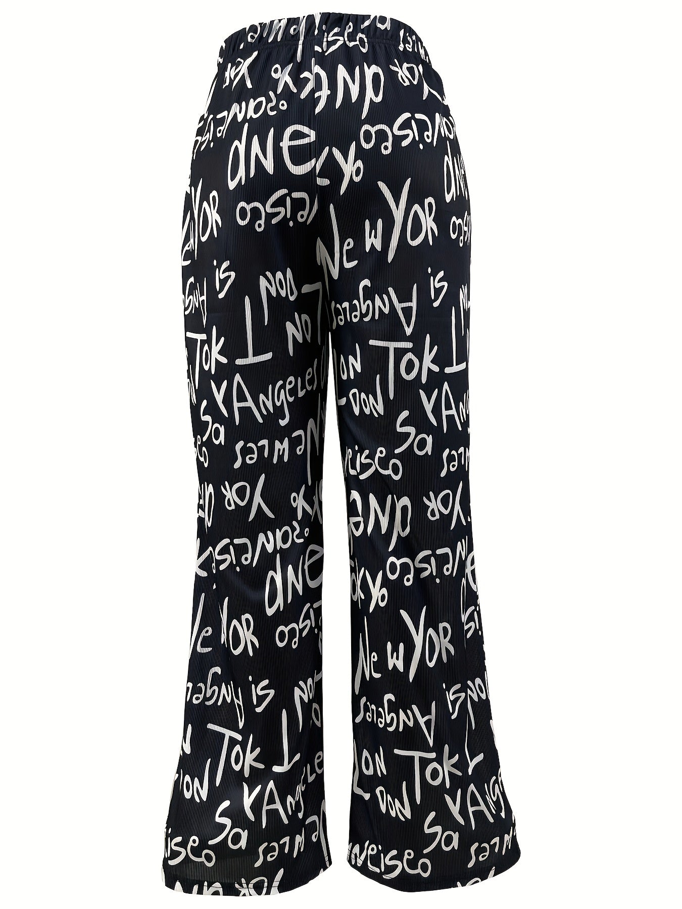  Casual Pants Women's Plus Letter Print Wide Leg Trousers