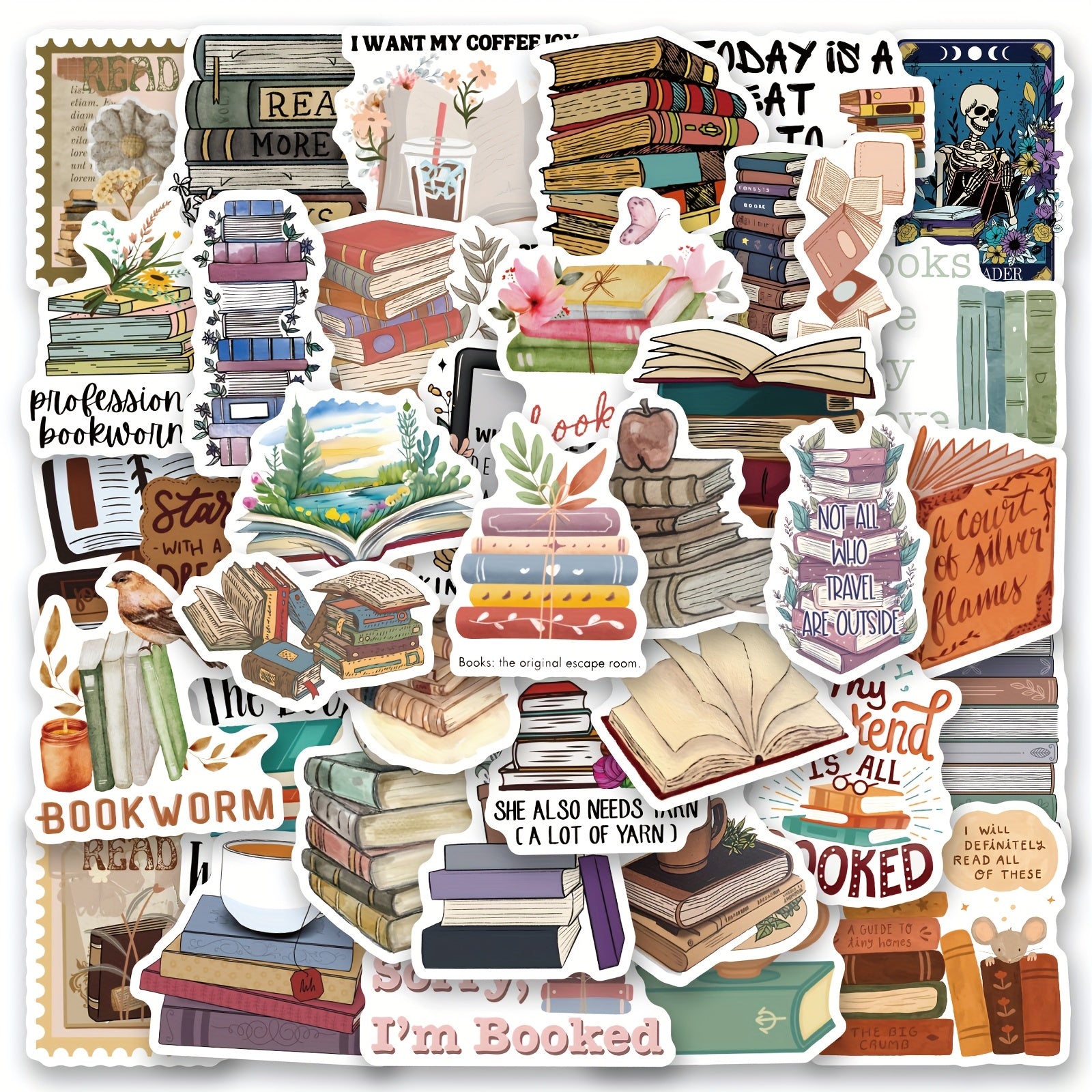 Book Lover Stickers Vinyl Decals Inspirational Quotes Whimsical Designs