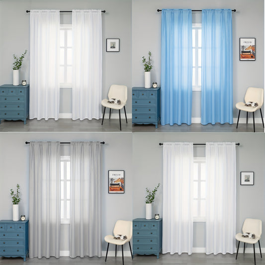 Velvet Sheer Rod Pocket Curtains - Privacy in Kitchen Bedroom Living Room