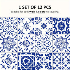 12pcs Mediterranean Style Floor Stickers Self adhesive