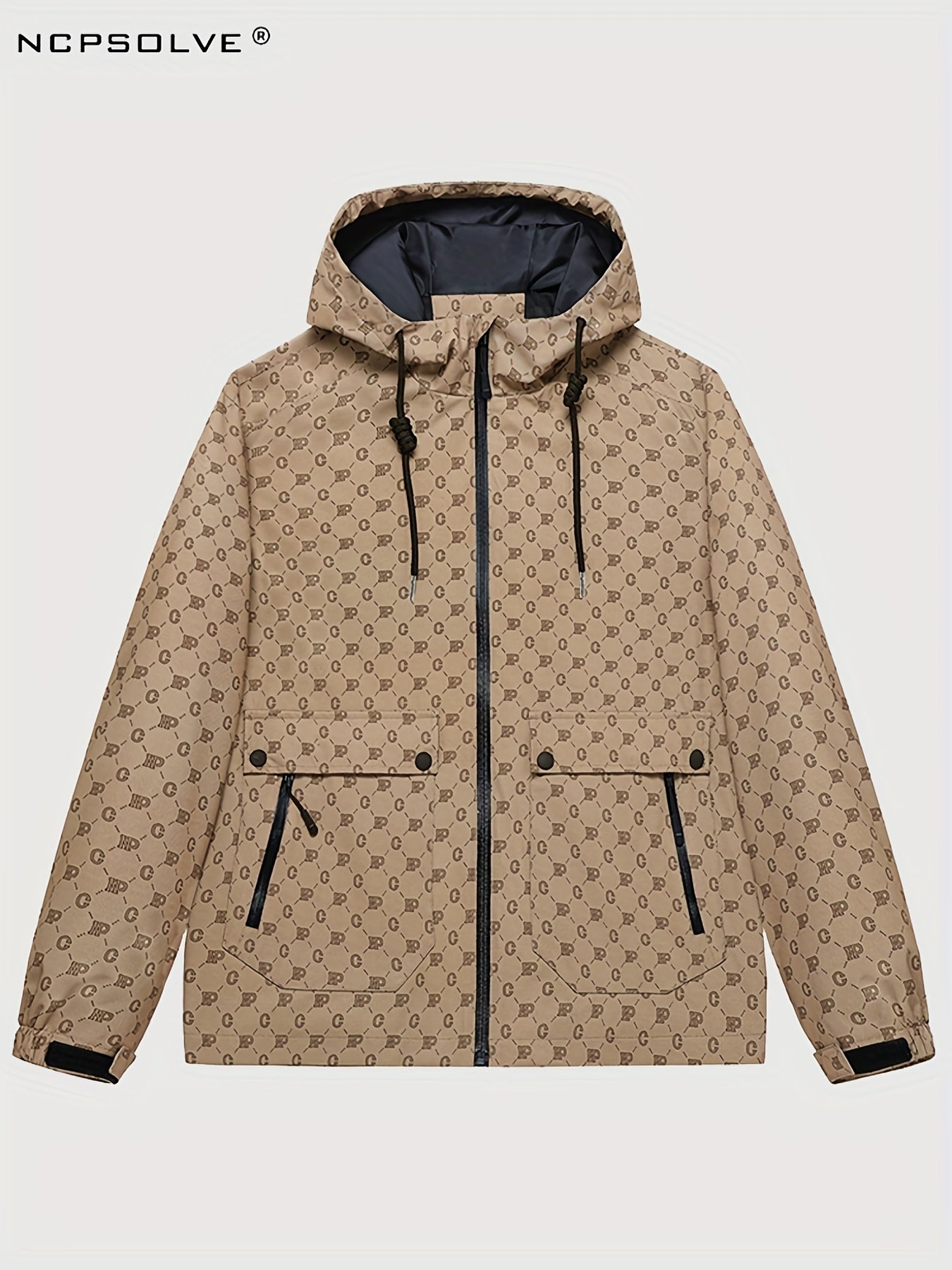 Men's Monogram Lightweight Hooded Windbreaker Jacket Coat