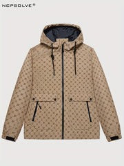 Men's Monogram Lightweight Hooded Windbreaker Jacket Coat