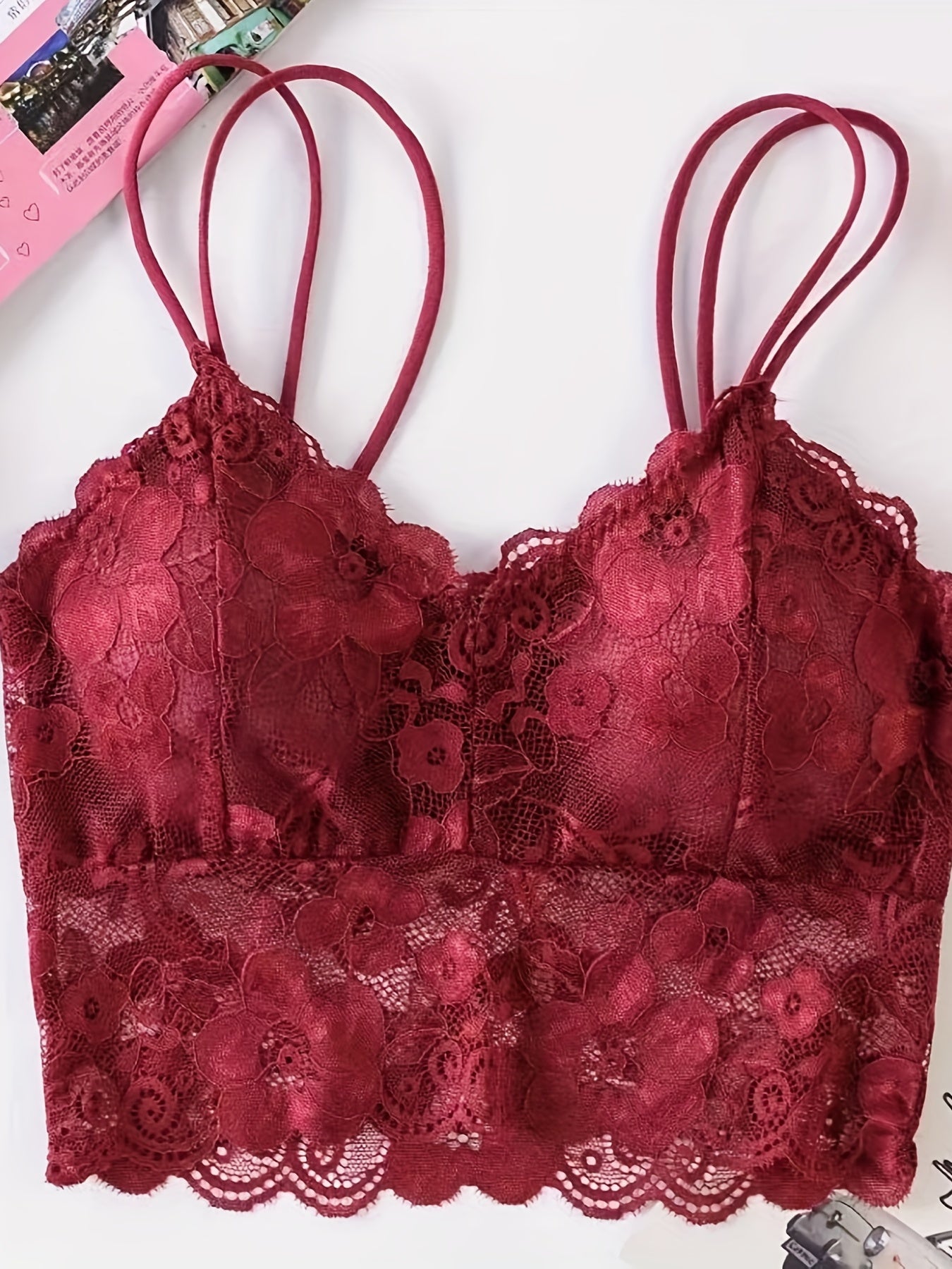 Floral Lace Wireless Bra Comfy & Breathable Bralette Women's Lingerie